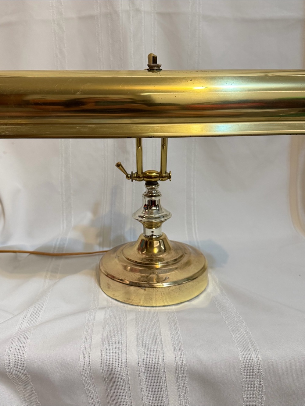 Vintage Adjustable Piano Brass Desk Bankers Lamp Underwriters Laboratories UL